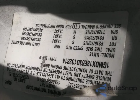 2003 Pontiac Montana M16 W/1Sa Pkg. z USA, uszkodzony, nr VIN 1GMDX13E63D132814